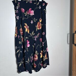 Floral Black Midi Skirt